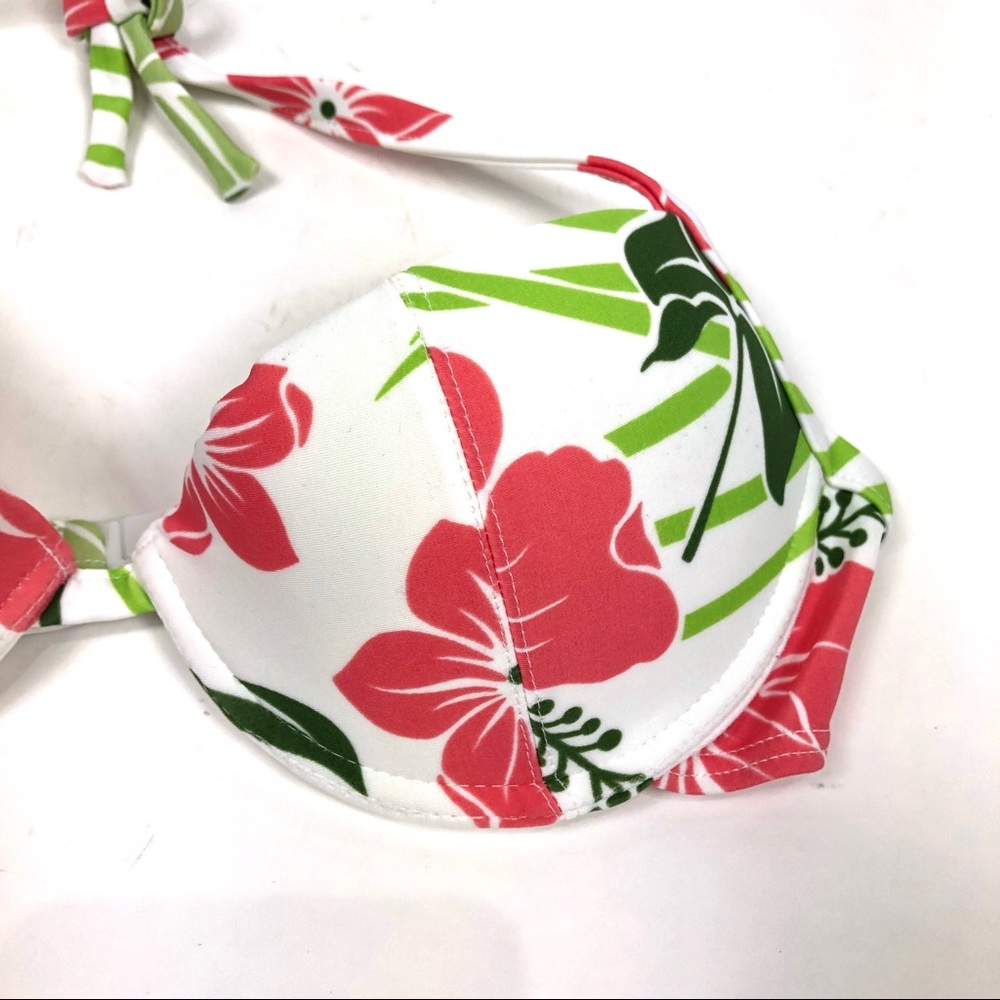 Cia Maritima Bikini Push-up halter top hibiscus coral - Picture 2 of 6